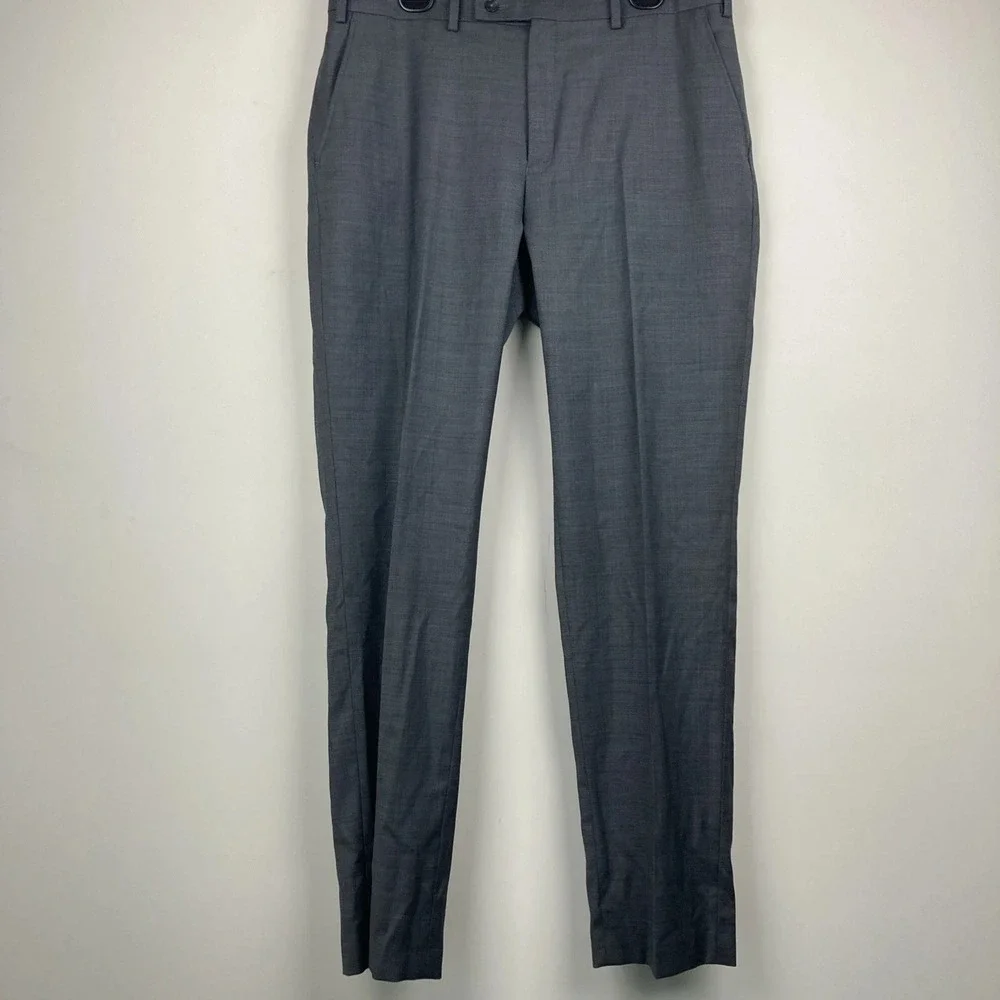 Calvin Klein Mens Slim fit 2-pc Suit Jacket Blazer 44S Pants 36W 32L Grey Wool